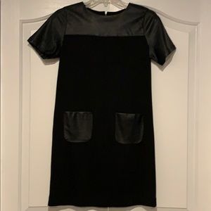 LOFT Black with Leather Dress